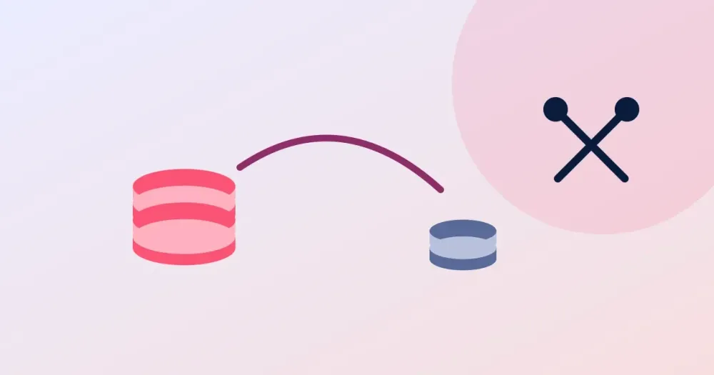 Ilustracion plana: dos pilas de monedas de distinto tamano unidas por un arco sobre fondo rosa. Alternativas a Payoneer para cobrar en Peru